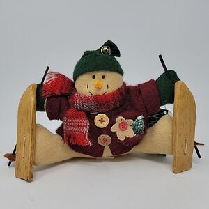 Russ Berrie Snowman Plush Christmas Ski Winter Stuffed Skiing Toy 8.5"x 6" Judy